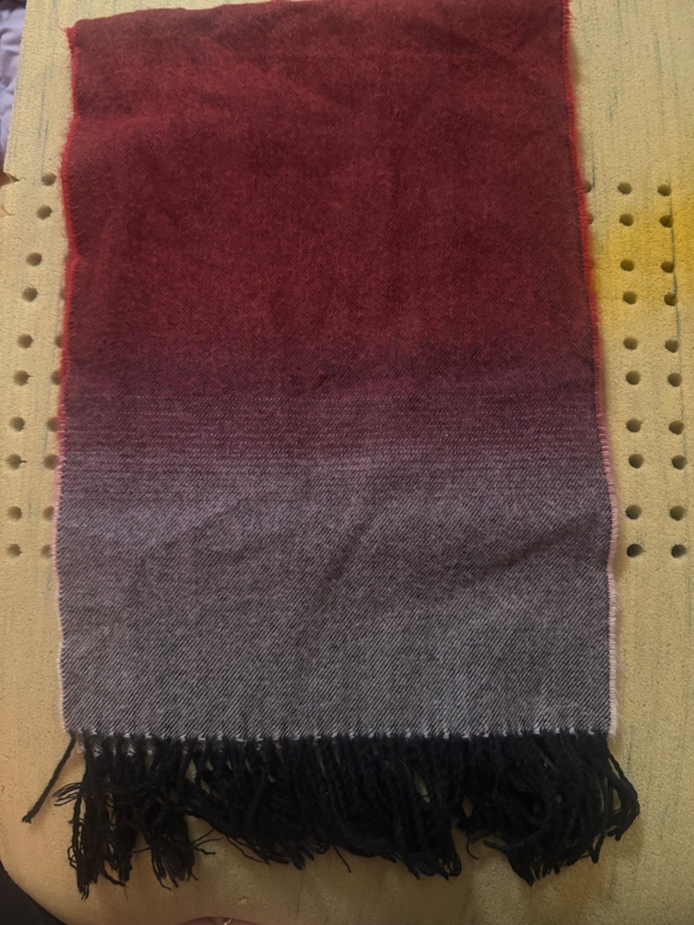 Ombre Red to Gray Fringe Scarf